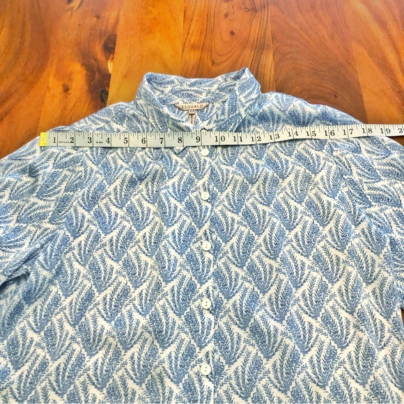 ESQUALO Pattern Silky Pastel Blue Boho Lightweight Button Down Blouse Shirt. - Picture 9 of 15